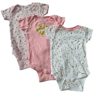 Set of 3 Baby Onesies in Pink and White